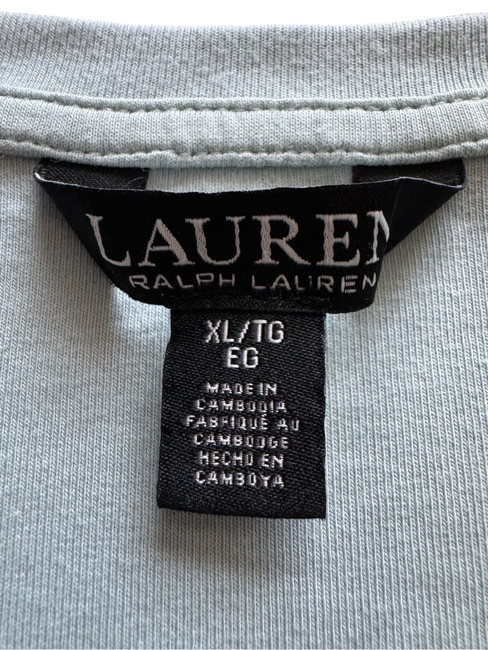 Lauren Ralph Lauren Sage V-Neck Stretch Cotton Tee Size Large - Picture 5 of 11